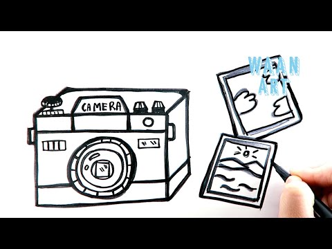 Drawing cartoon : Camera วาดรูปกล้องถ่ายรูป